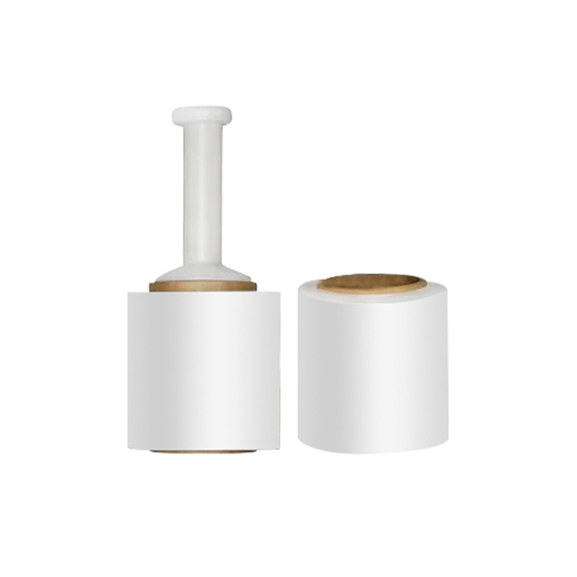 A durable and ergonomic stretch film handle designed for easy and efficient wrapping of pallets, boxes, and other items, providing a secure grip and reducing hand fatigue